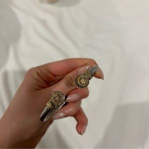 Cable topaz silver bracelet cuff